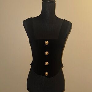 Elegant Black Buttoned Women's Corset Top